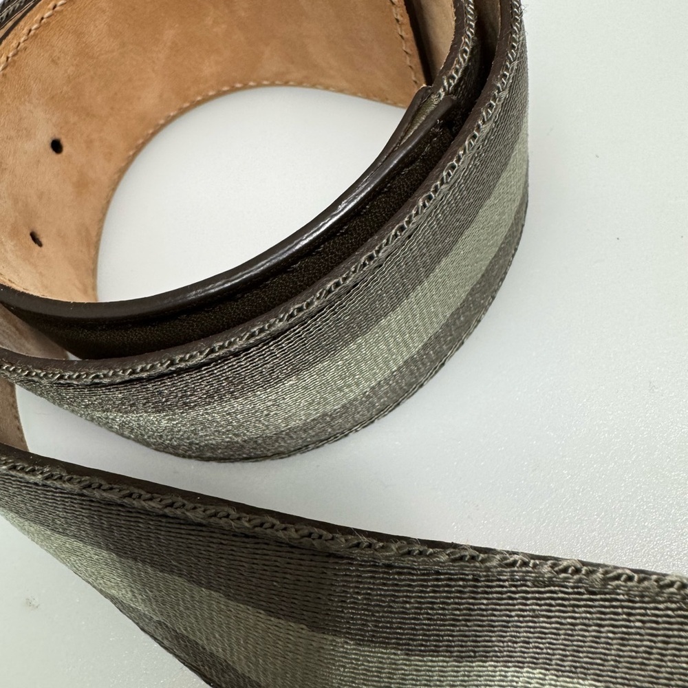 Gucci Green and Silver Belt with GG Logo Buckle 85/34 - Picture 4 of 6